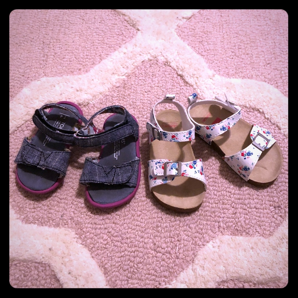 2 Pair Baby Girl Sandals (Toms / Carter’s)